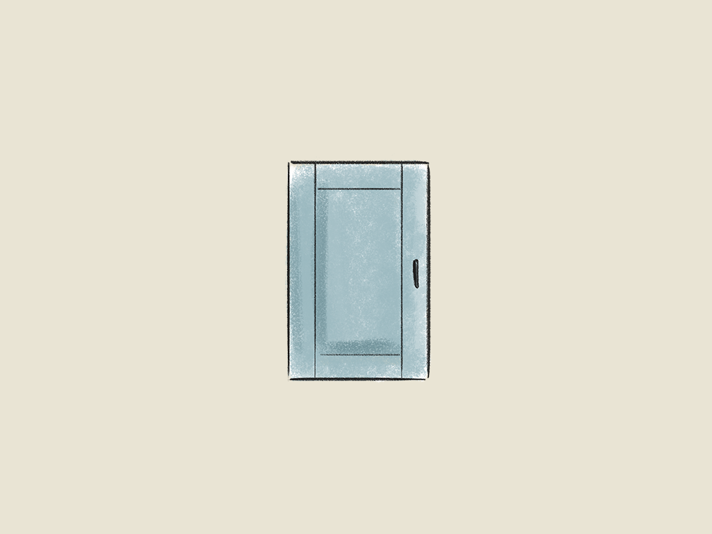 Illustrated cupboard door